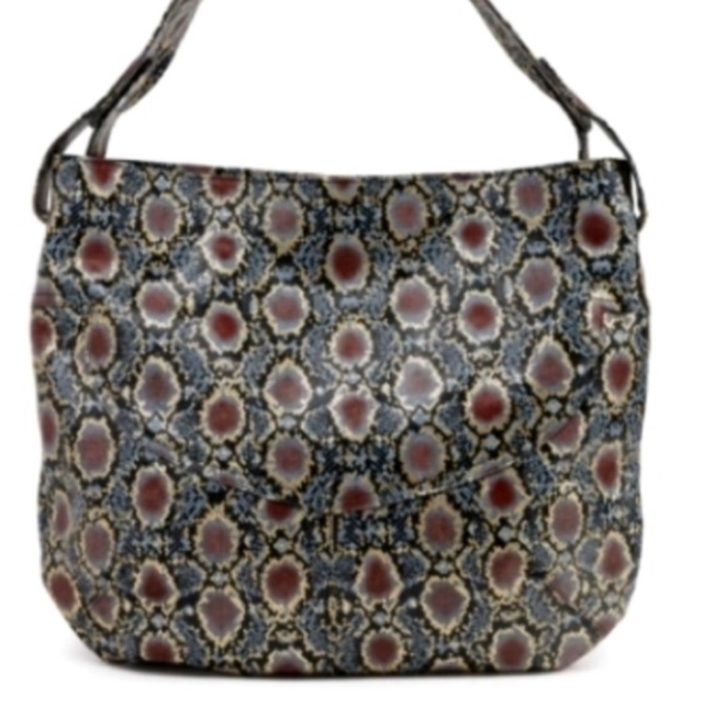 Cofi Diana leather snakeskin metallic gold peacock hobo tote bag lk new - Picture 2 of 8
